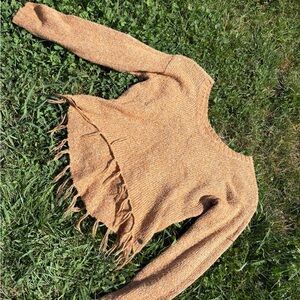 Roxy Orange Fringe Crewneck Sweater